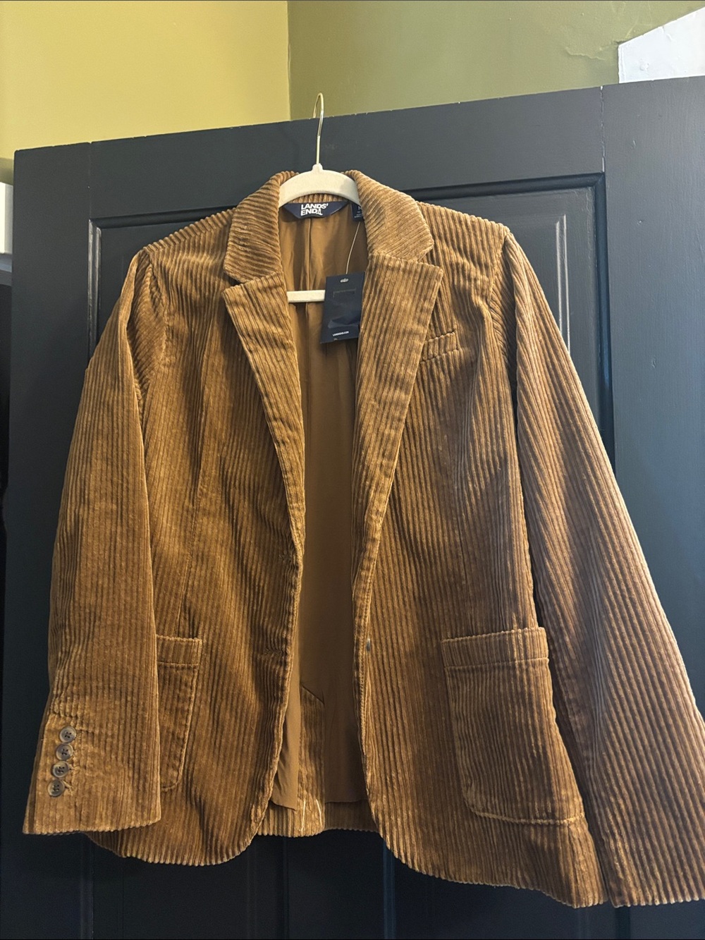 Lands' End Corduroy Notch-Lapel Blazer in Camel